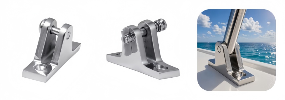 Bimini Top Angled Base Deck Hinge Bimini Top Angled Base Deck Hinge