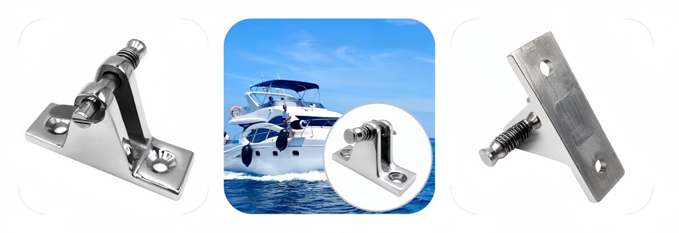 Bimini Top Angled Base Deck Hinge with Removable Pin Bimini Top Angled Base Deck Hinge with Removable Pin