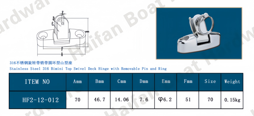 Mounted 180 Degree Rotating Swivel Deck Hinge with Removable Pin and Ring Mounted 180 Degree Rotating Swivel Deck Hinge with Removable Pin and Ring