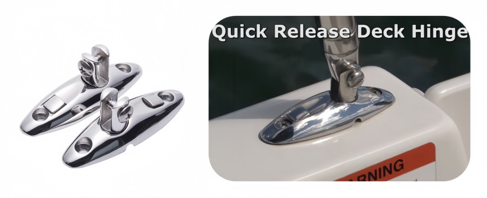 Quick-Release Bimini Top Swivel Deck Side-Mount Hinge with a integrated push-button locking mechanism