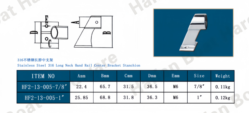 Long Neck Hand Rail Center Bracket Stanchion Long Neck Hand Rail Center Bracket Stanchion