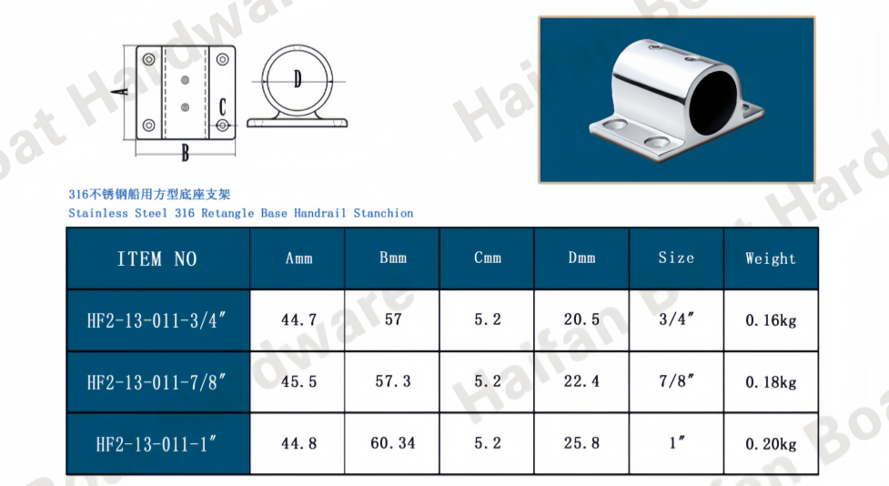 90-Degree Rectangular Handrail Base Mount 90-Degree Rectangular Handrail Base Mount