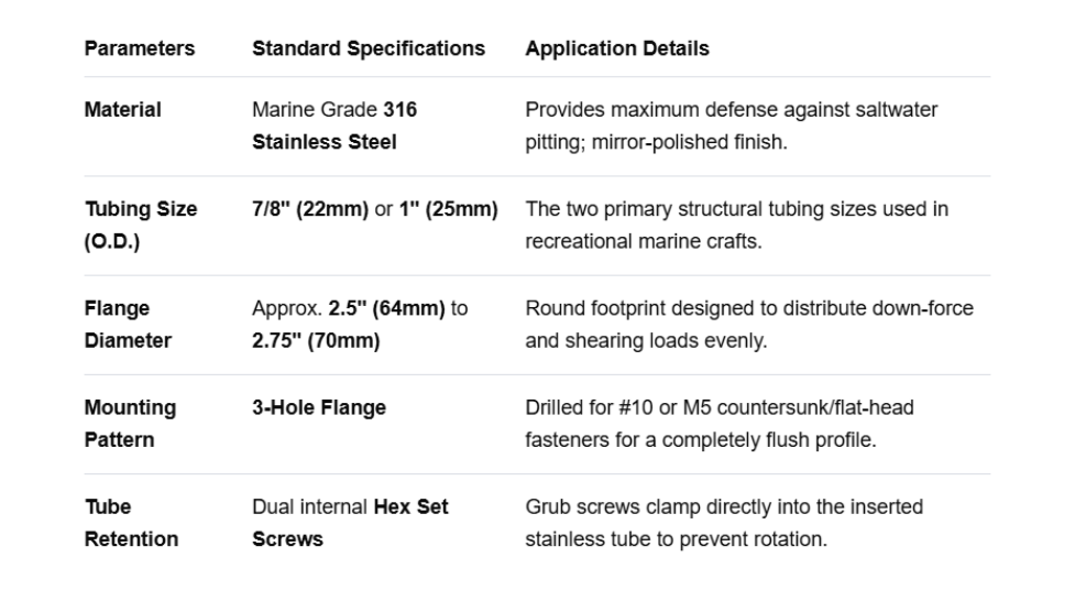 Marine Round Rail Base 60°