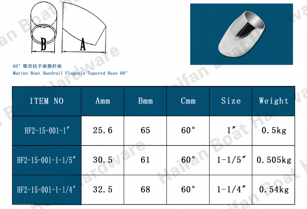Marine Boat Handrail Flagpole Base 90° Marine Boat Handrail Flagpole Base 90°