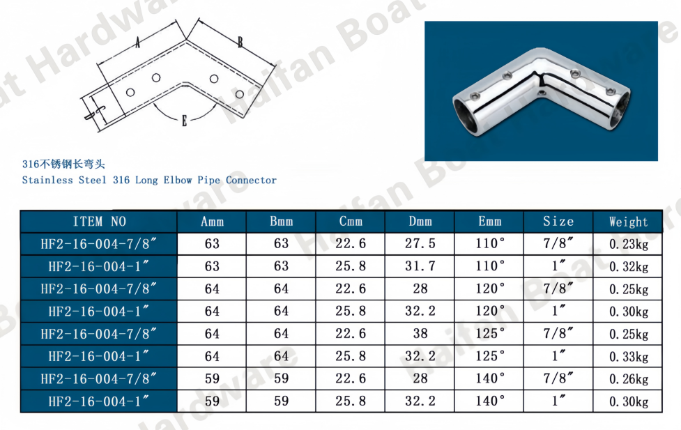 Long Flush Elbow Handrail Connector Long Flush Elbow Handrail Connector