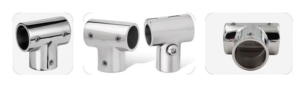 Tee Rail Fitting 3-Way Tube Pipe Connector 90°