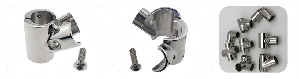 Marine 60-Degree Hinged Split Tee Rail Fitting