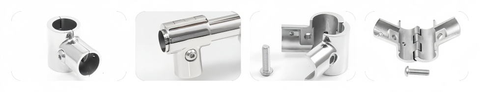 Marine 90-Degree Hinged Split Tee Rail Fitting