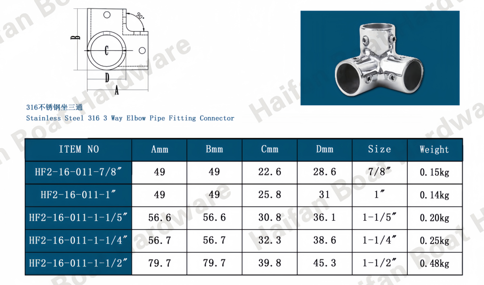90-Degree 3-Way Corner Elbow Rail Fitting 90-Degree 3-Way Corner Elbow Rail Fitting