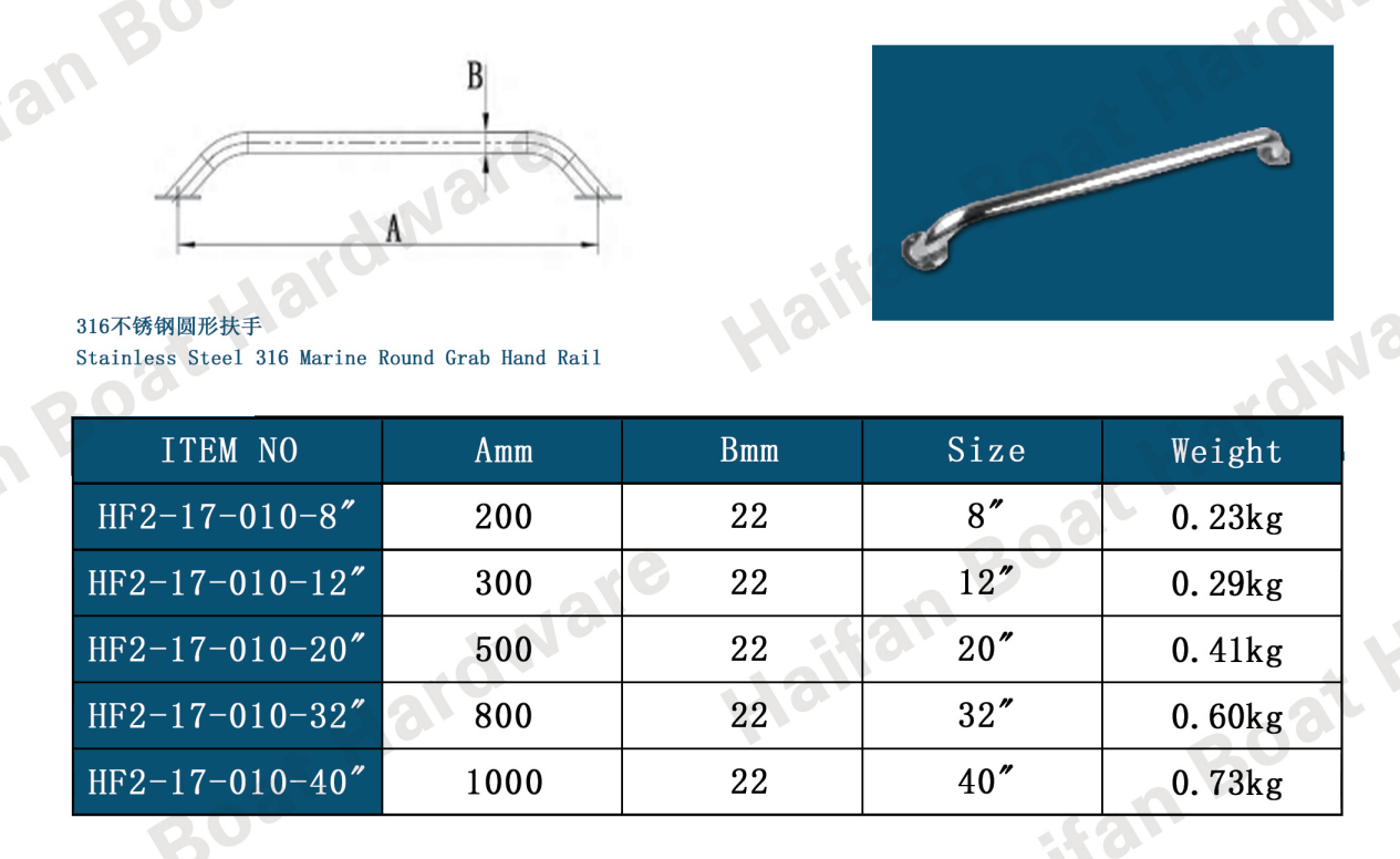 Long Marine Round Grab Hand Rail