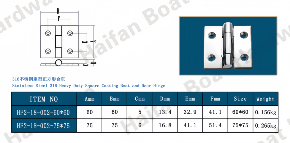 Heavy Duty Square Casting Boat and Door Hinge Heavy Duty Square Casting Boat and Door Hinge