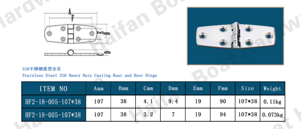 Heavy-Duty Marine-Grade Cast Door and Strap Hinge Heavy-Duty Marine-Grade Cast Door and Strap Hinge