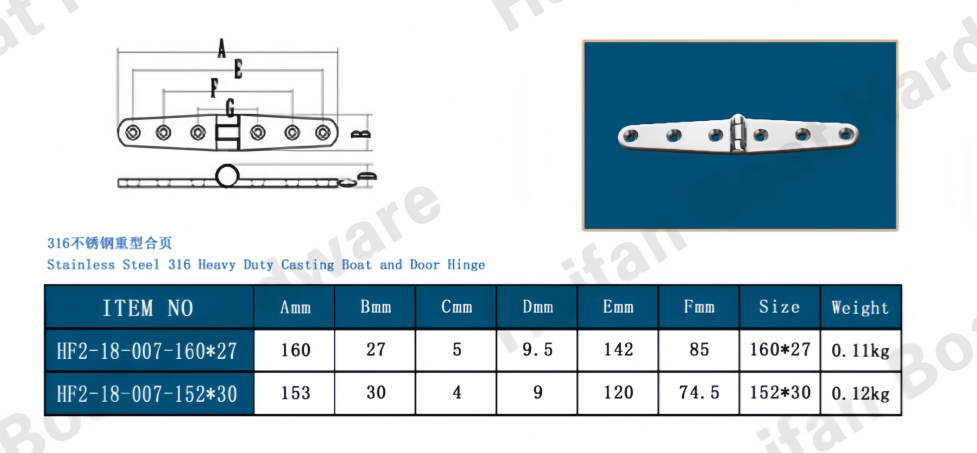 Marine-Grade Cast 6-Hole Strap Hinge Marine-Grade Cast 6-Hole Strap Hinge