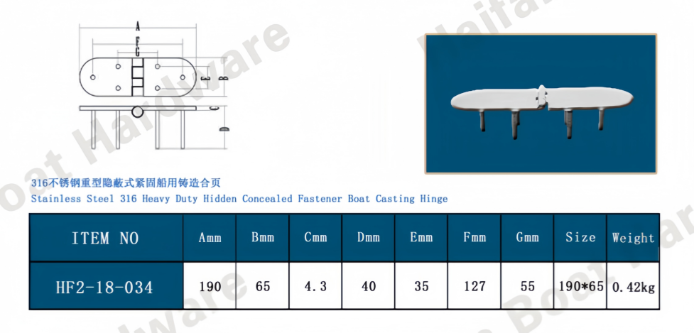 Heavy Duty Marine-Grade Stud-Mount Concealed Hinge Heavy Duty Marine-Grade Stud-Mount Concealed Hinge