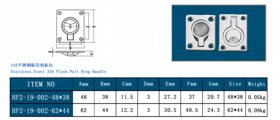 Marine-Grade Flush Ring Pulls Marine-Grade Flush Ring Pulls
