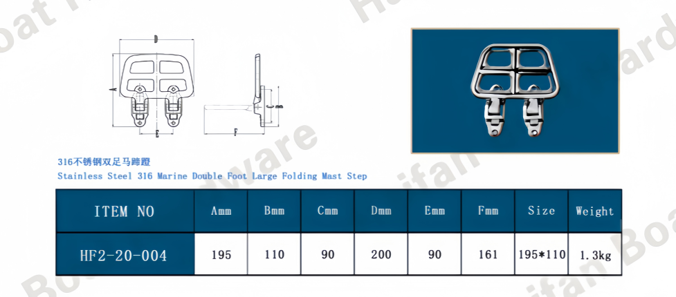 Marine Double-Foot Large Folding Mast Step