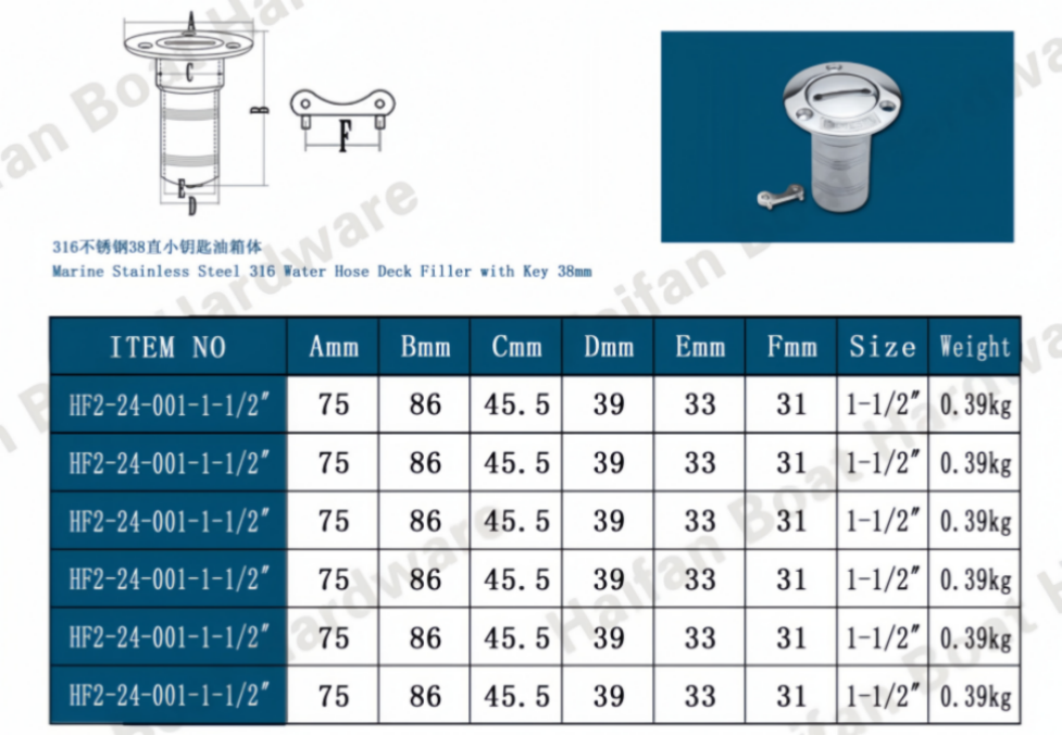 Fuel Fill with Deck Plate Key for Boats Fuel Fill with Deck Plate Key for Boats