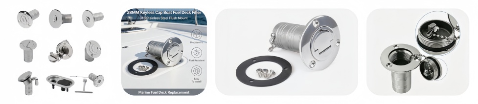 Marine Keyless Boat Fuel Gas Deck Fill Filler 38mm Marine Keyless Boat Fuel Gas Deck Fill Filler 38mm