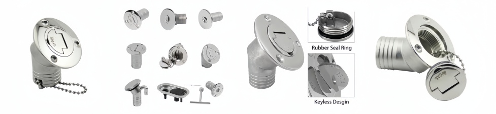 50mm Boat Deck Fill Filler Keyless Flip Cap Angled Neck 50mm Boat Deck Fill Filler Keyless Flip Cap Angled Neck
