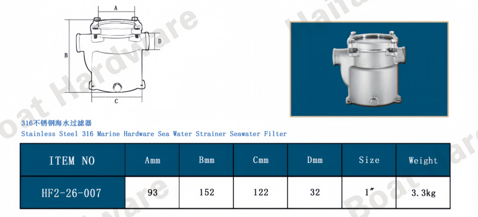 Low-Profile Marine Raw Water Sea Strainer Low-Profile Marine Raw Water Sea Strainer