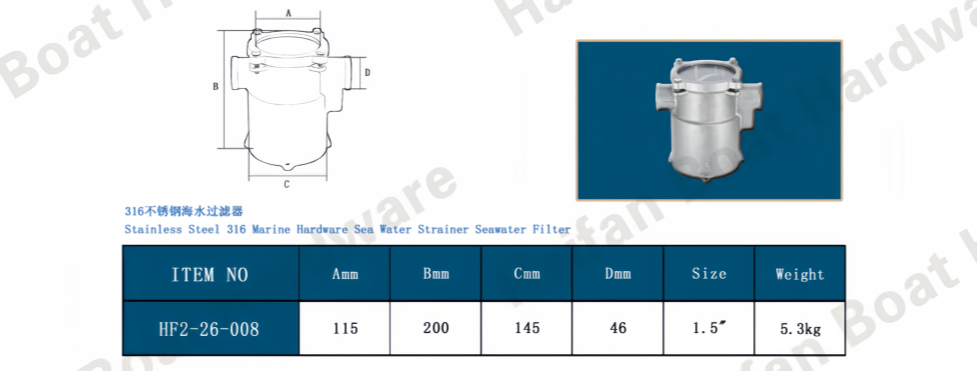Low-Profile Marine Raw Water Sea Strainer Low-Profile Marine Raw Water Sea Strainer