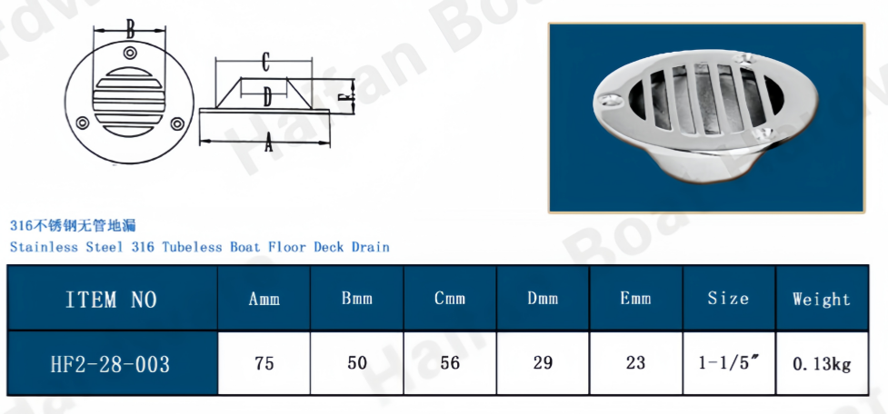 Tubeless Integrated Boat Deck Floor Drain Tubeless Integrated Boat Deck Floor Drain