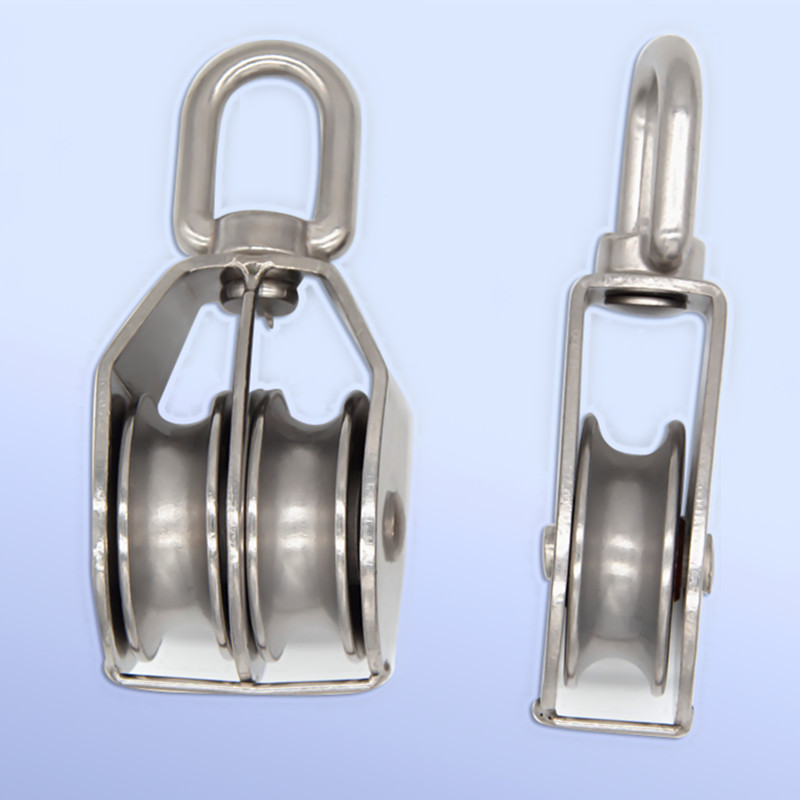Ø15mm Ø50mm 304 Stainless Steel Double Sheave Swivel Rope Pulley Select Size 