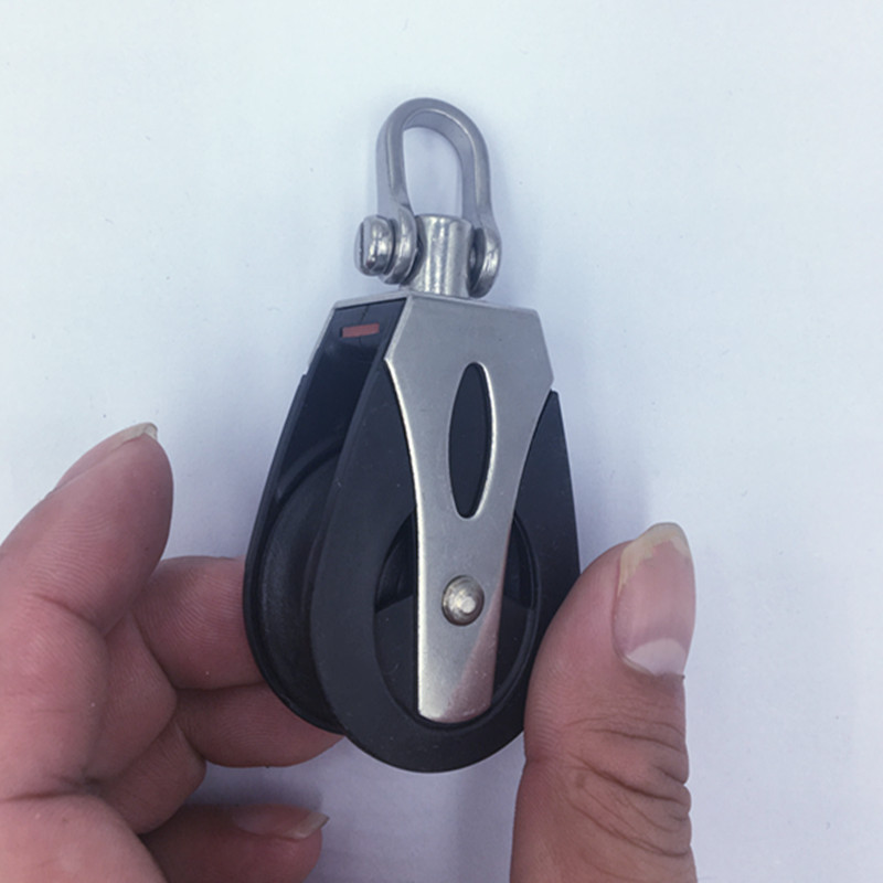 High Load Marine Boat Stainless Steel Nylon Block Single Pulley with D Shackle