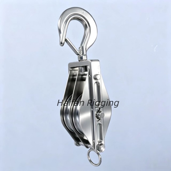 Double Sheave Snatch Block with a Swivel Hook and Becket