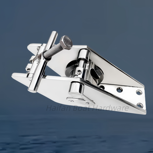 Hinged Boat Bow Anchor Roller with a Screw-Down Lock Clamp