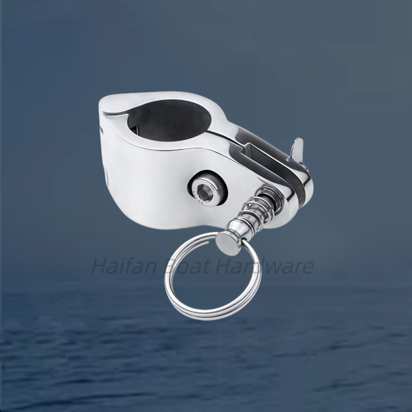 Hinged Jaw Slide featuring an integrated Quick-Release Pull Pin with a Lanyard Ring