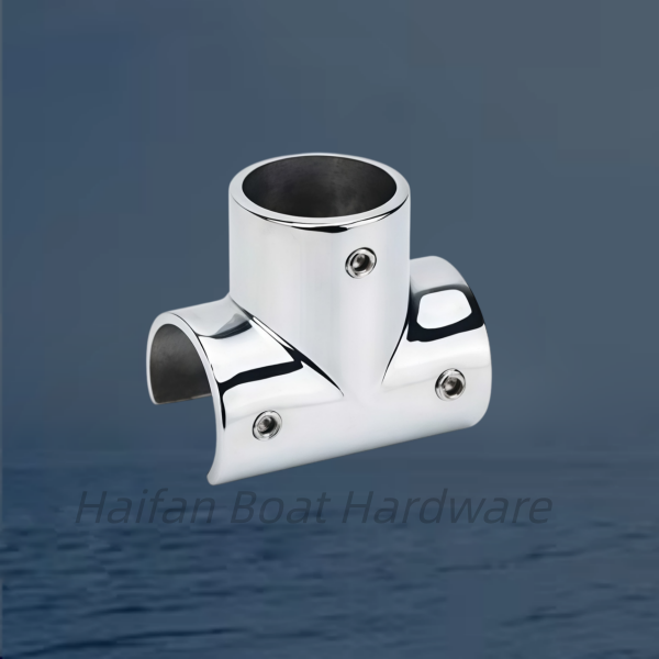 90-Degree Hinged / Split Tee Joint Marine Handrail Fitting