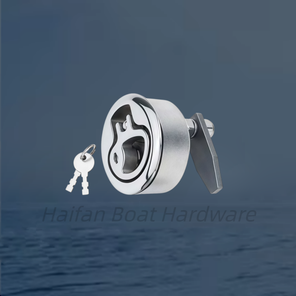 50mm Marine-Grade 316 Stainless Steel Round Flush Pull Slam Latch with Key Lock