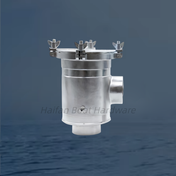 Marine raw water BISO (Bottom Inlet, Side Outlet) sea strainer