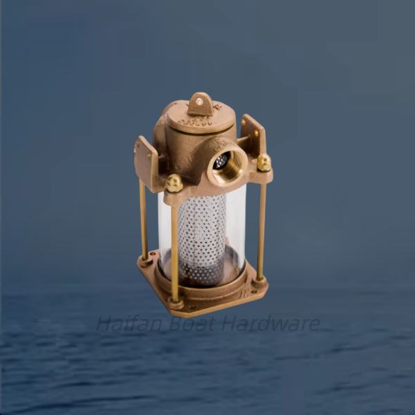 Heavy-Duty Bronze Marine Raw Water Strainer Equipped with an Integrated Mounting Bracket