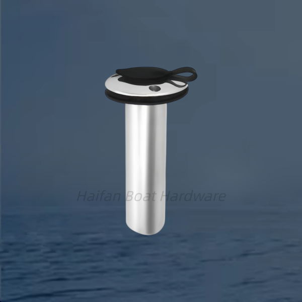 90-Degree (Vertical) Stainless Steel Flush Mount Rod Holder with Black PVC Liner and Cap