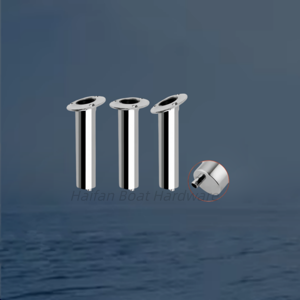 Flush-Mount Fishing Boat Rod Holders with Integrated Bottom Drains